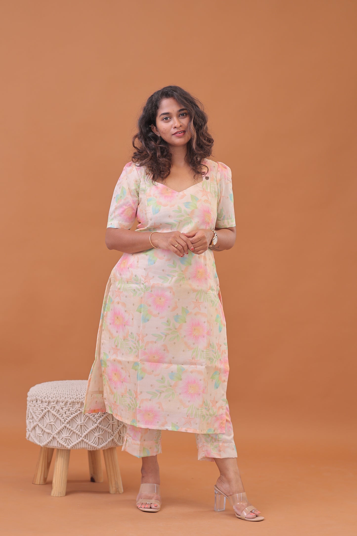 FLORAL-Co ords beige