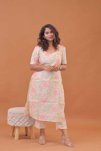 FLORAL-Co ords beige