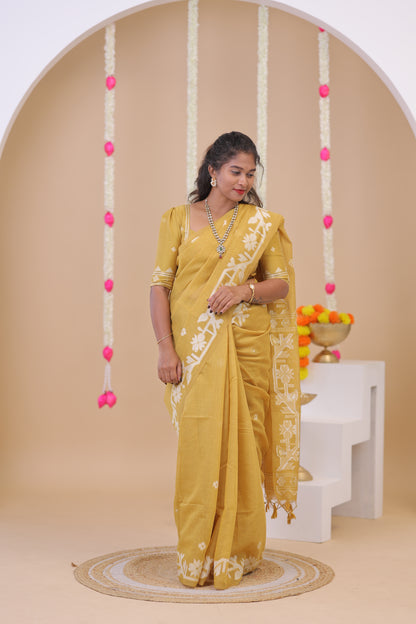 BOSSY GIRL-SAREE05-YELLOW
