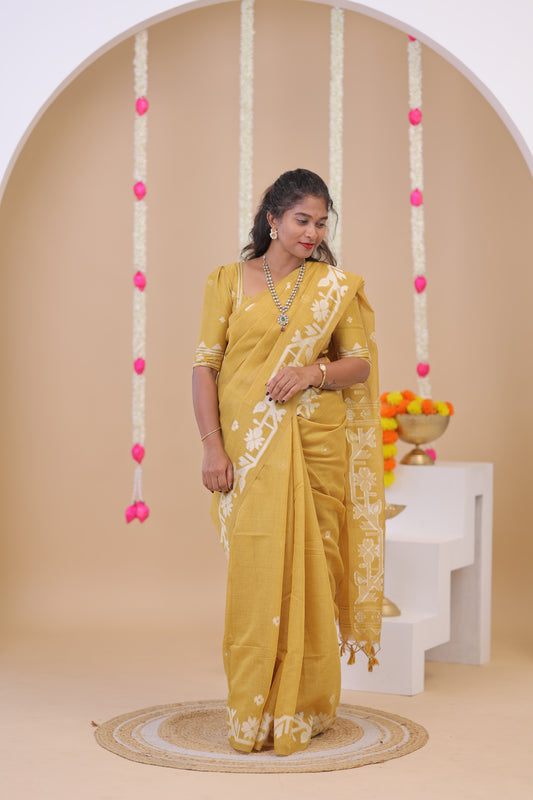 BOSSY GIRL-SAREE05-YELLOW