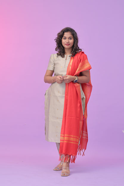 Chandrika - Tussar Kurti set - BEIGE