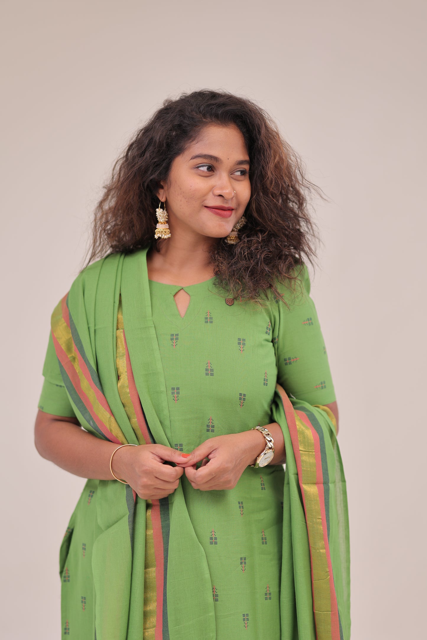 Poonguzhali-3 pc cotton sets - GREEN
