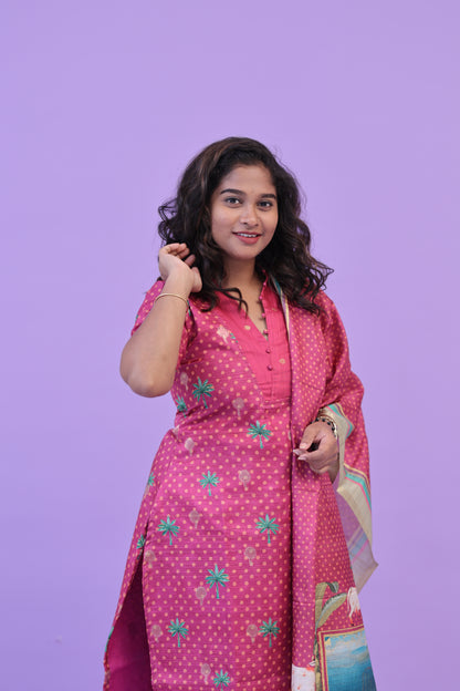 LUX-MAGENTA -TUSSAR SUIT
