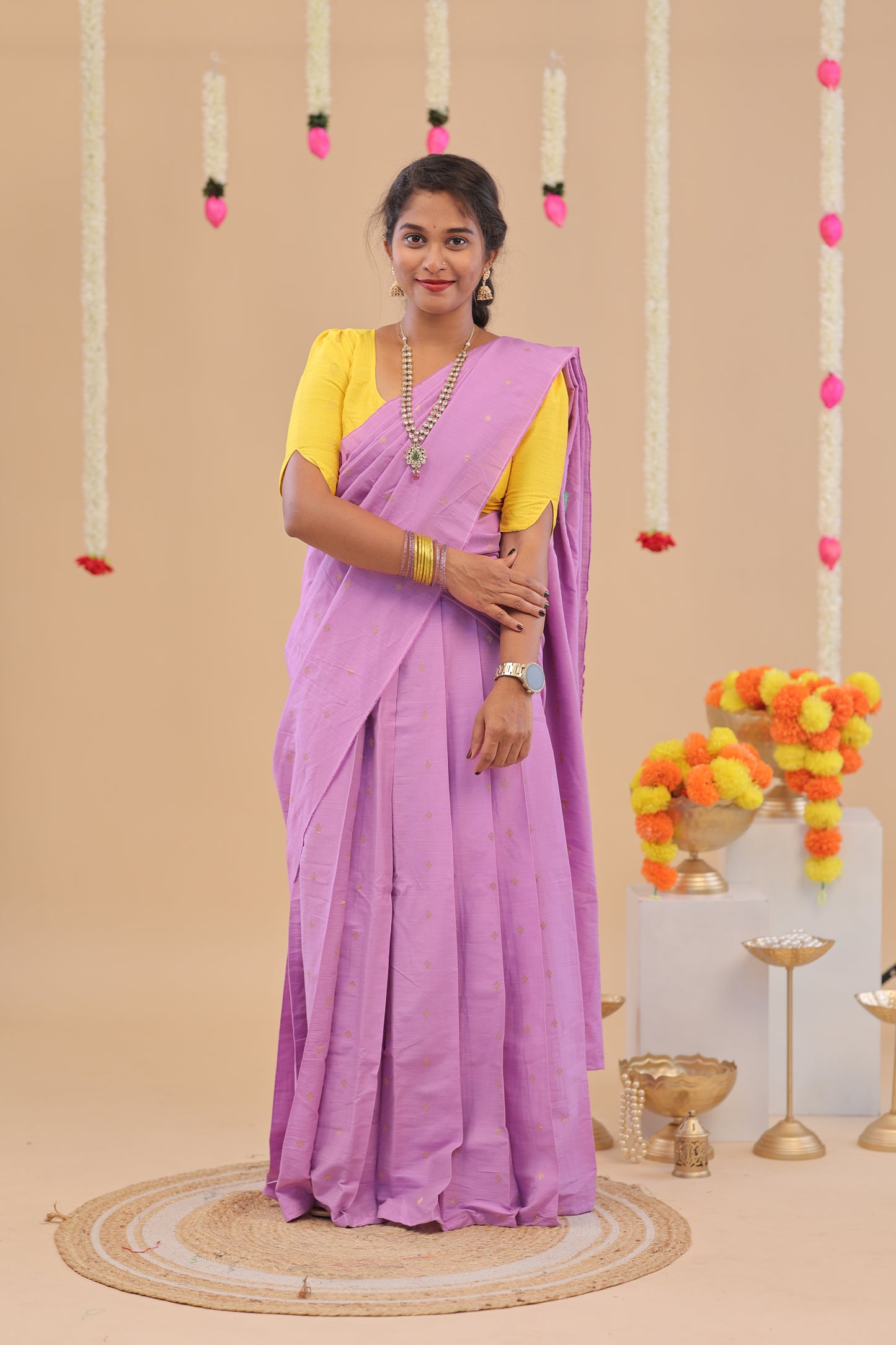 HALF SAREE-LAVENDER YELLOW