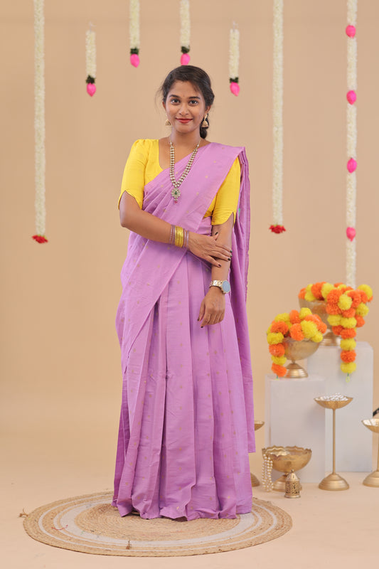 HALF SAREE-LAVENDER YELLOW