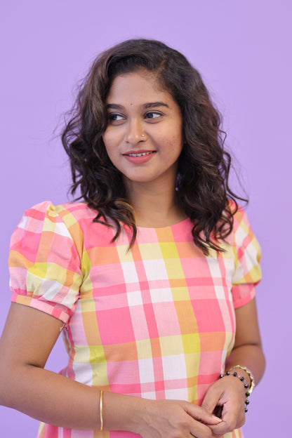 Cotton -CHECKED - PINK- co ord