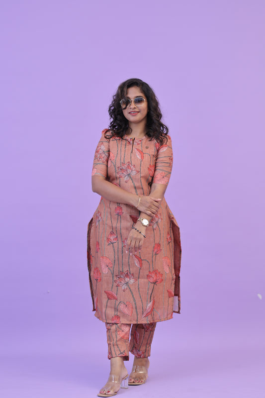 SUNNY-FLORAL-cotton co-ord-ROSEGOLD