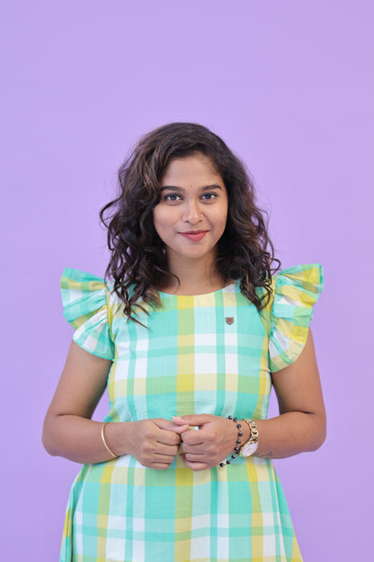 Cotton -CHECKED - GREEN- co ord