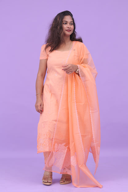 Orange-organza applique set