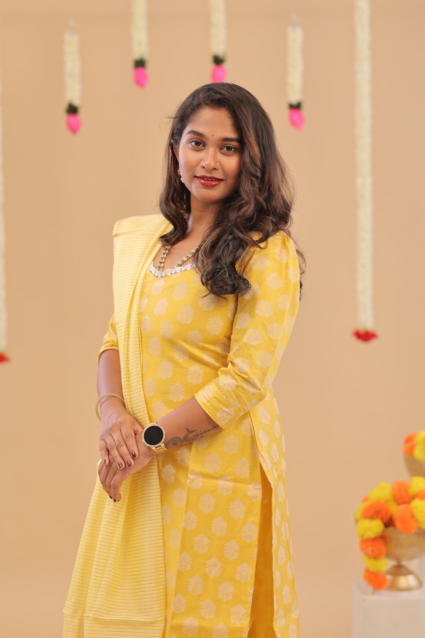 PREMIUM-YELLOW RAW SILK SUIT