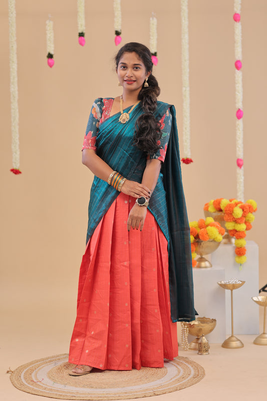 HALF SAREE- TEAL