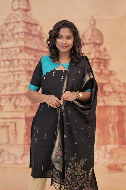 NILA - Black DUBION kurta & DUPPATA