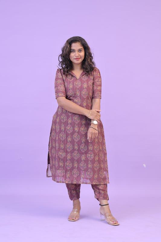 SUNNY-FLORAL-cotton co-ord-WINE