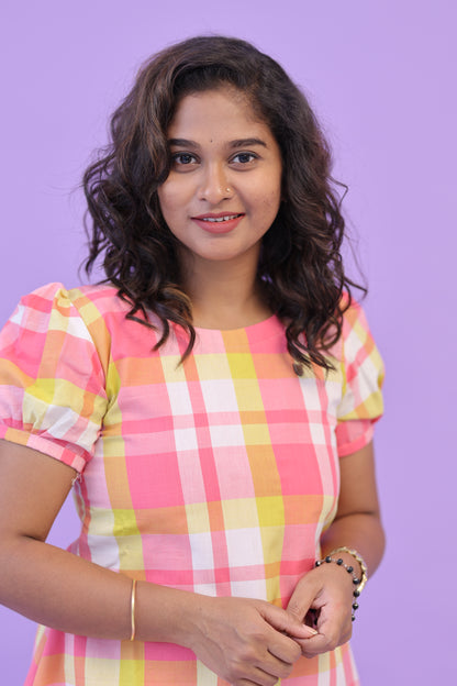 Cotton -CHECKED - PINK- co ord