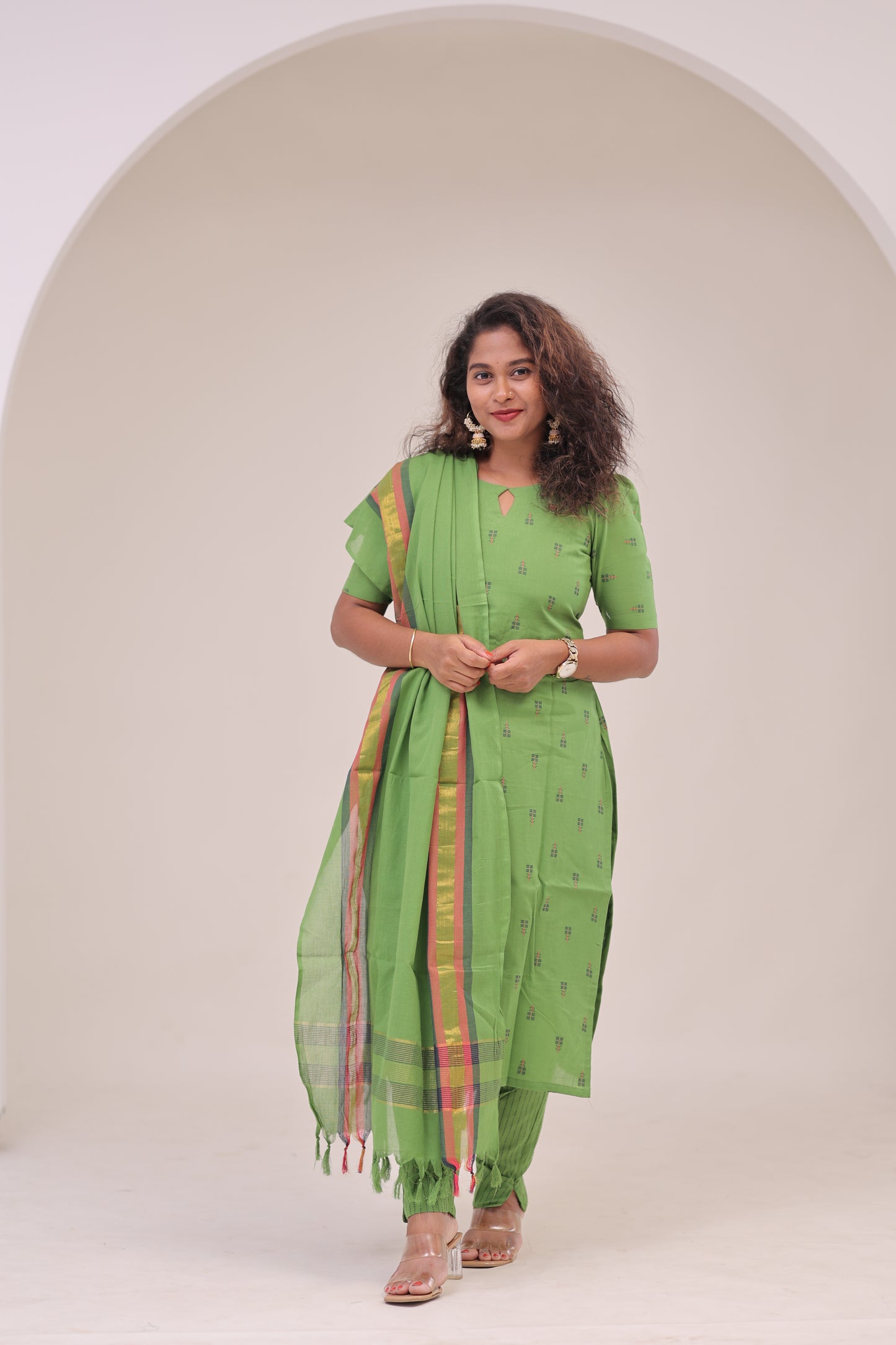 Poonguzhali-3 pc cotton sets - GREEN
