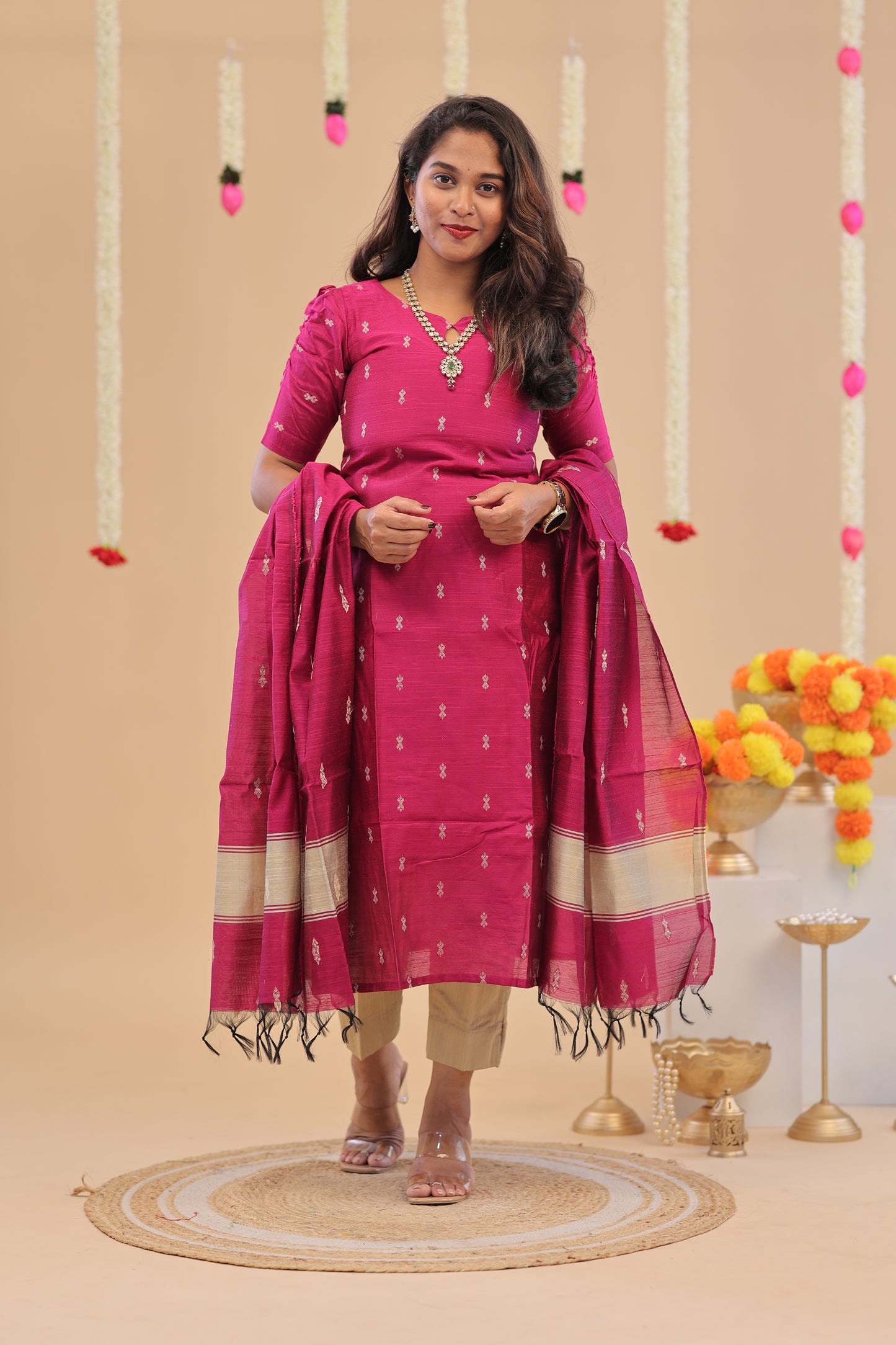RAW SILK -MAGENTA SUIT