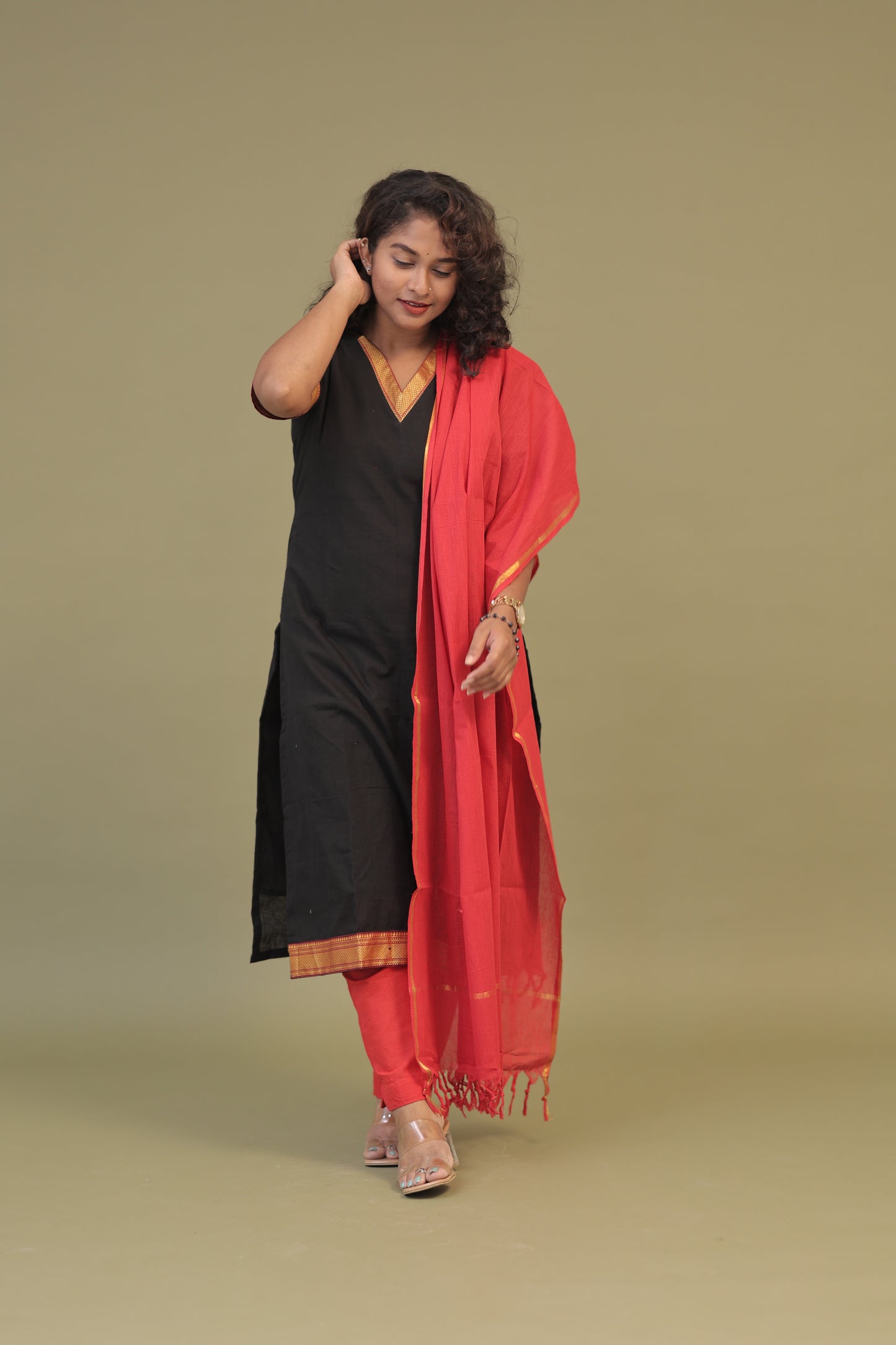 DHANALAKSHMI -BLACK KURTA SET
