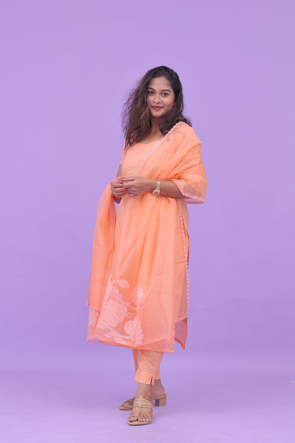 Orange-organza applique set