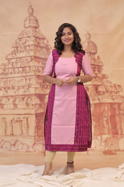 RAW SILK KURTI- MAGENTA PINK