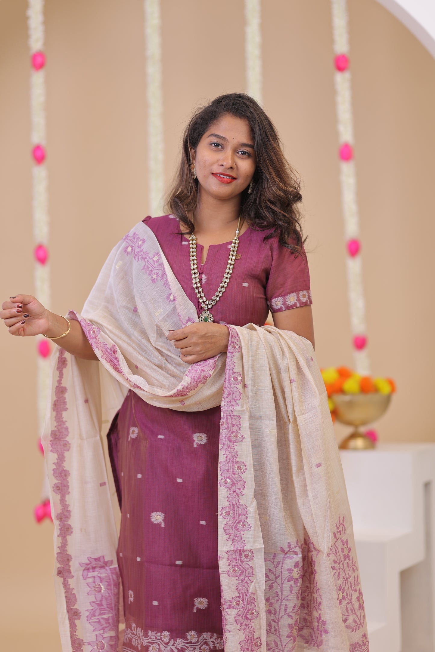 LUX-NIRANJANA-WINE-JAMDHANI-3 pc set