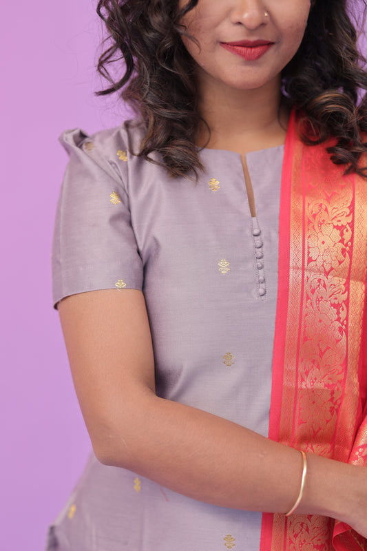 Chandrika - Tussar Kurti set - lavender