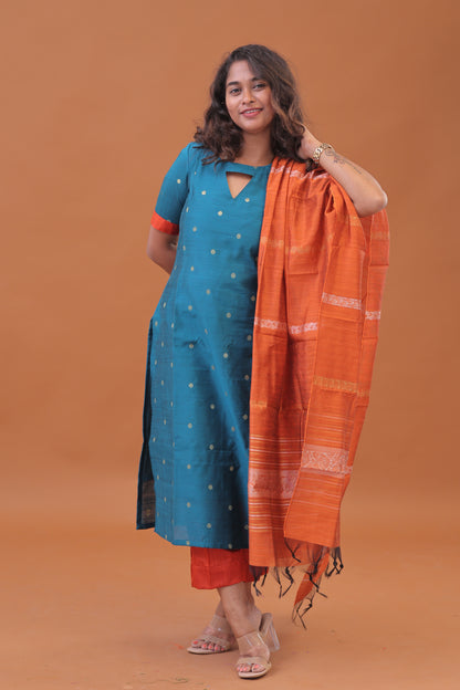 RAW SILK -TEAL GREEN SUIT