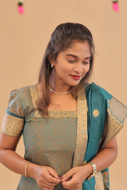 KANCHI-SILK COTTON-TEAL