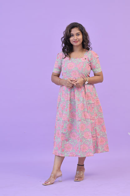 PIPING HOT - PINK FLORAL-gown