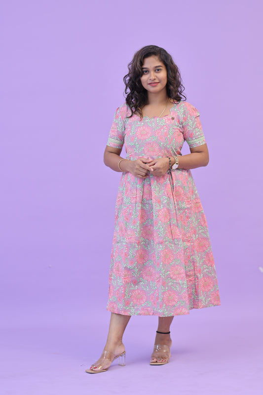 PIPING HOT - PINK FLORAL-gown