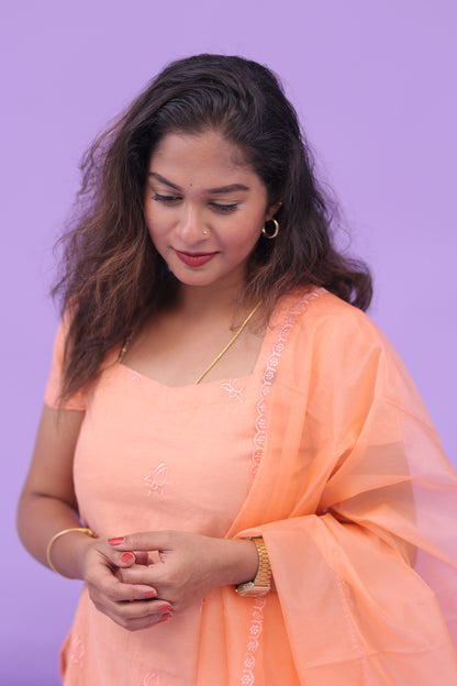 Orange-organza applique set