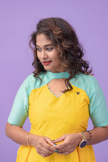 MANJAL - raw silk gown
