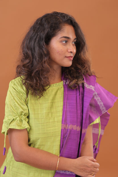 RAW SILK -PARROT GREEN SUIT