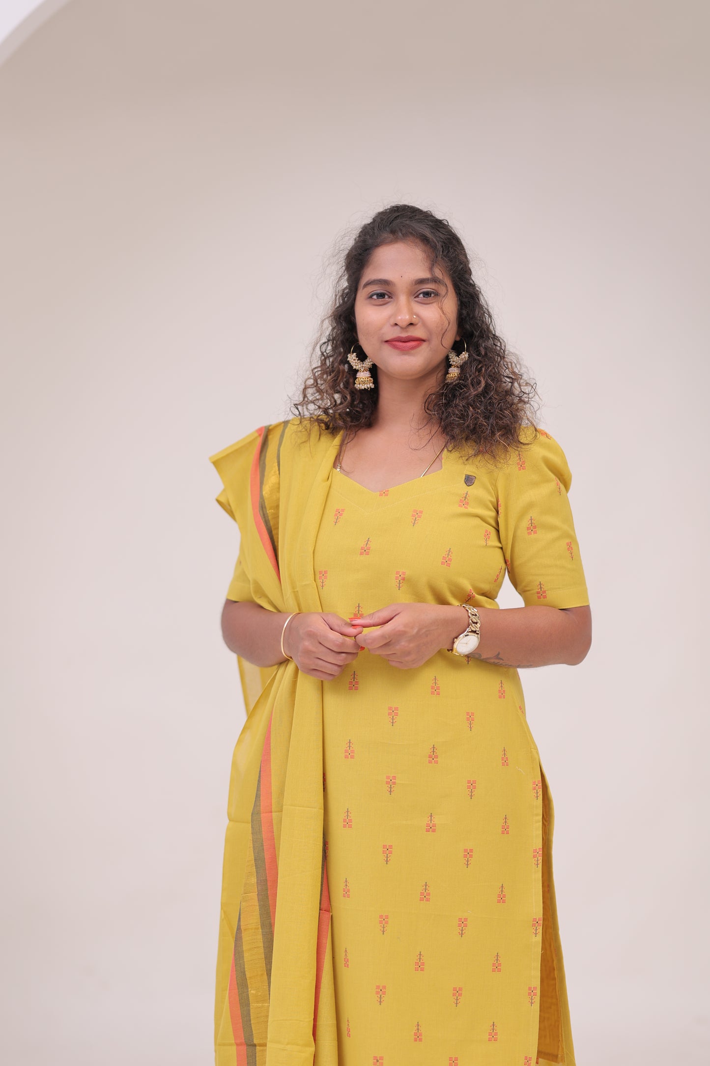 Poonguzhali-3 pc cotton sets - YELLOW
