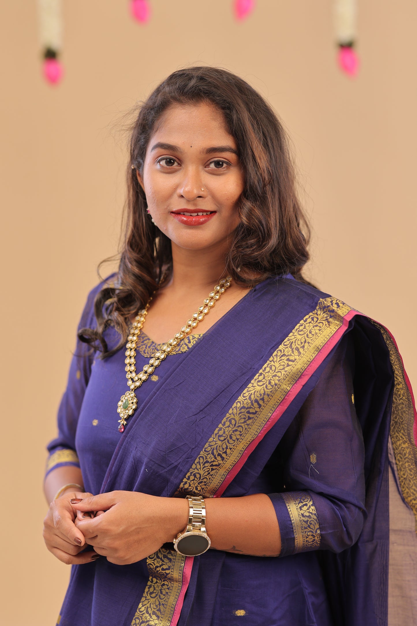 PREMIUM-KORA SILK navy blue Kurti set