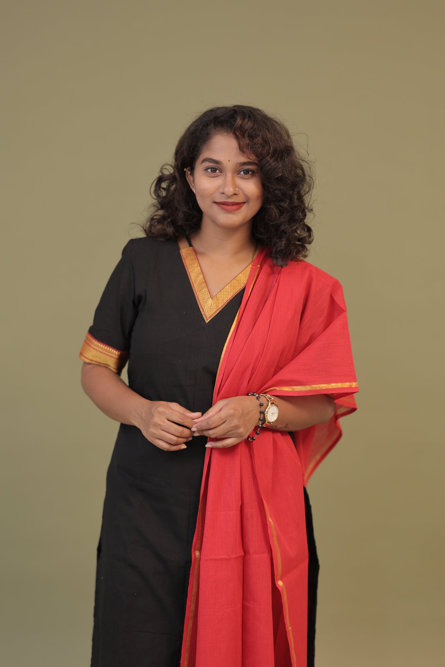 DHANALAKSHMI -BLACK KURTA SET