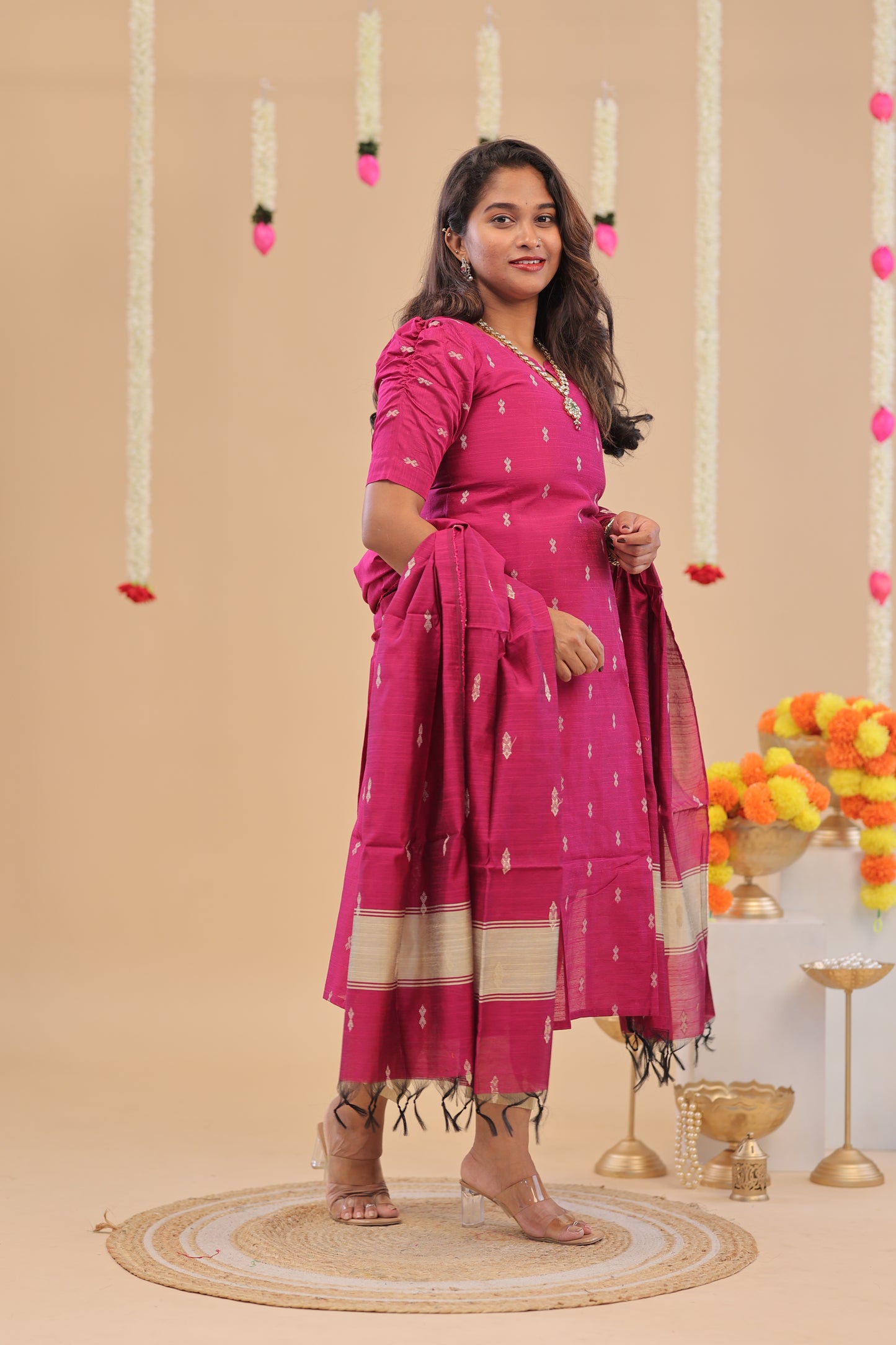 RAW SILK -MAGENTA SUIT