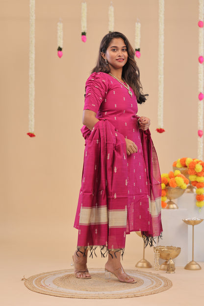 RAW SILK -MAGENTA SUIT