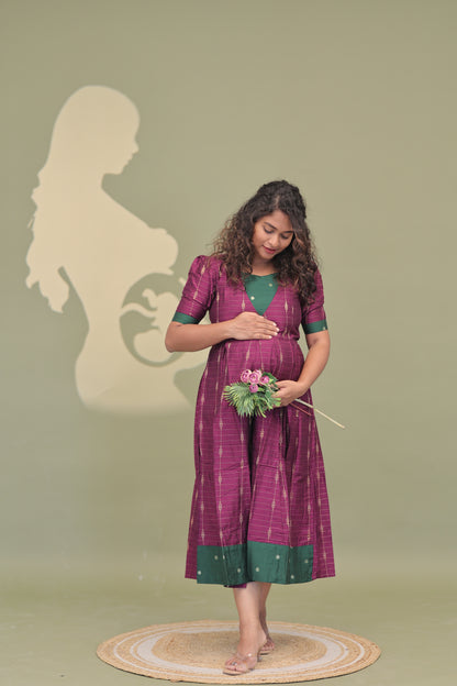 MAGENTA HEART-RAW SILK GOWN