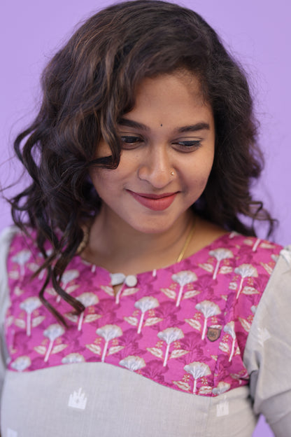 PIPING HOT - GREY MAGENTA- gown