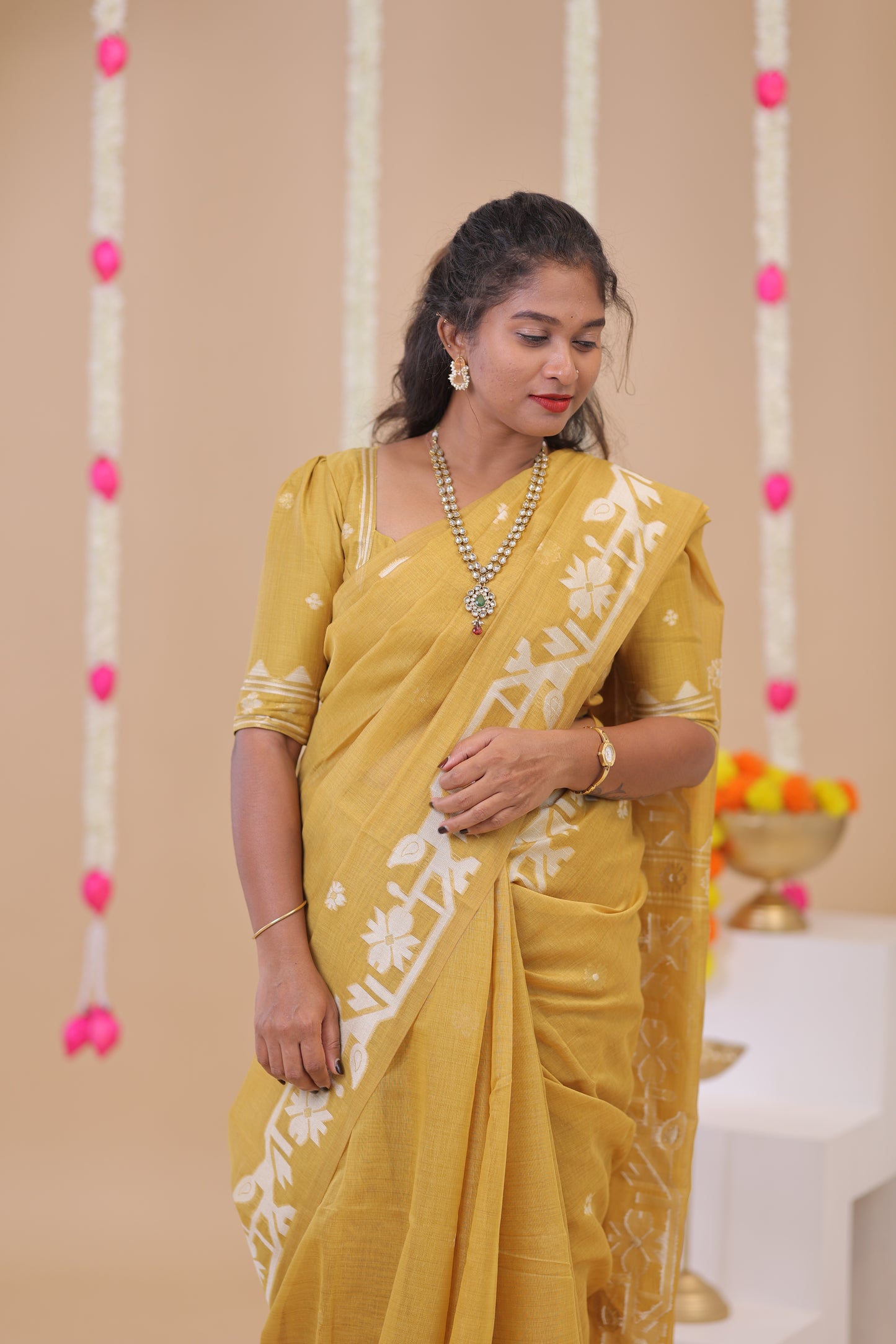 BOSSY GIRL-SAREE05-YELLOW