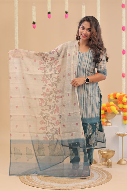 Jacquard ORGANZA-TEAL SUIT