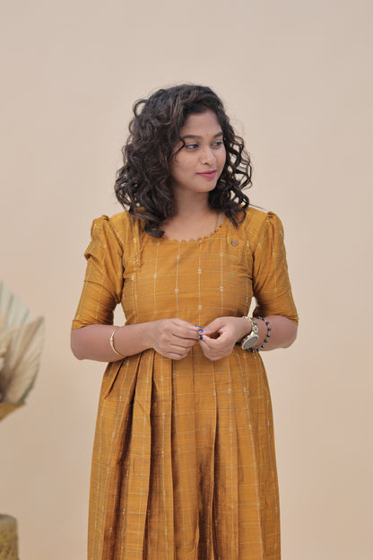 MUSTARD SILK GOWN- plus size
