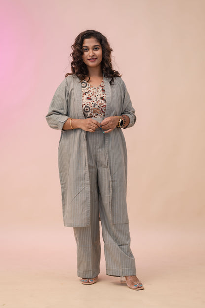 Oversized grey ajrak ensemble
