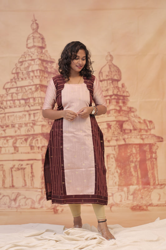RAW SILK KURTI - WINE PEACH