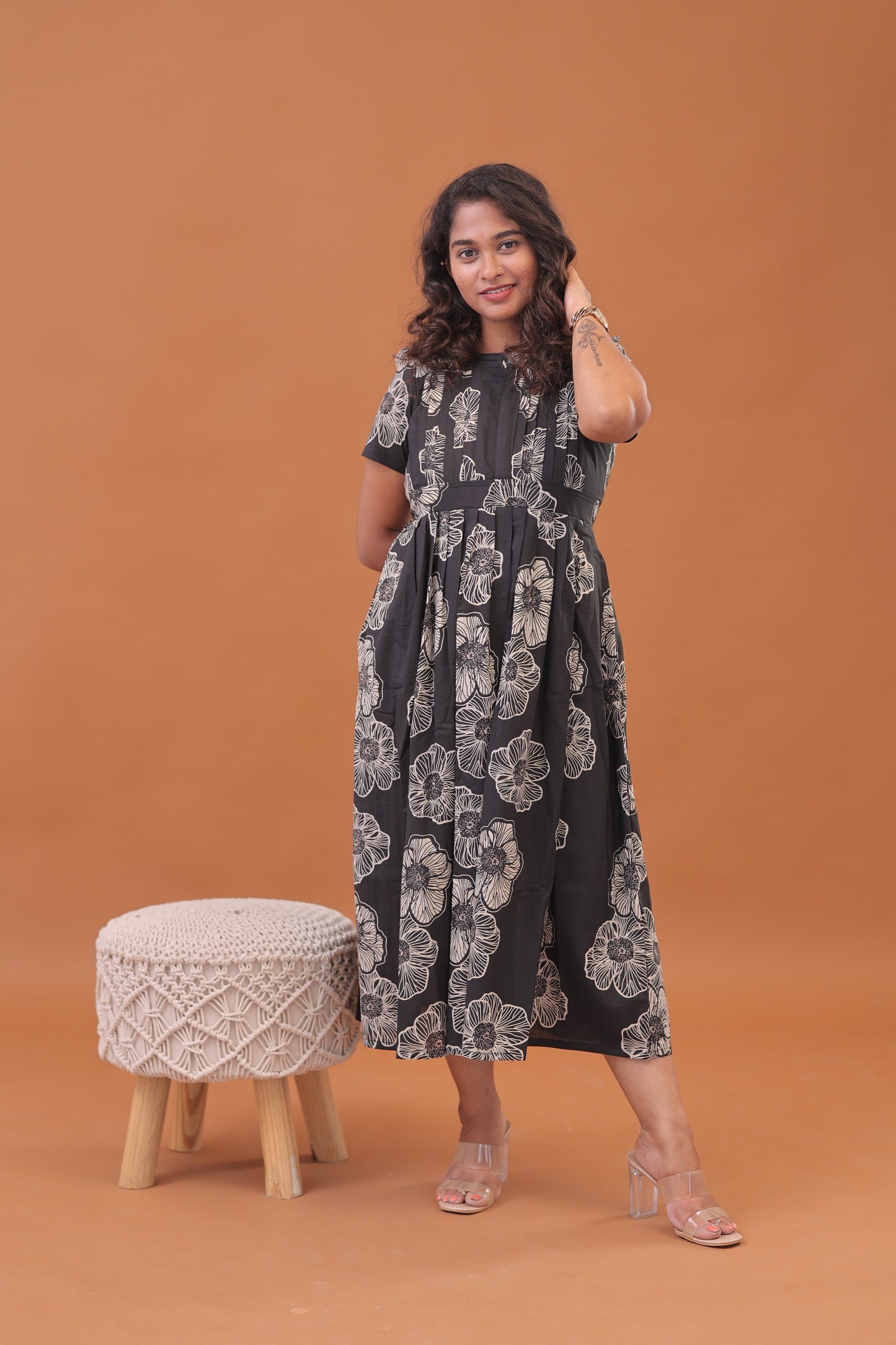 COTTON GOWN/ PG/BLACK (Copy)