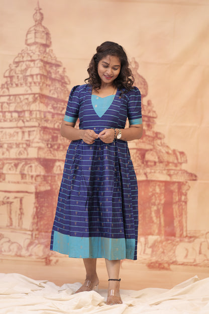 RAW SILK GOWN - ROYAL BLUE