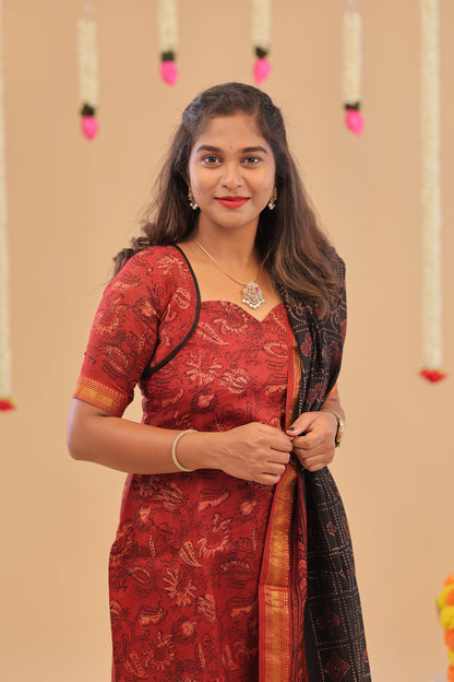 Premium-Mangalgiri-maroon suit