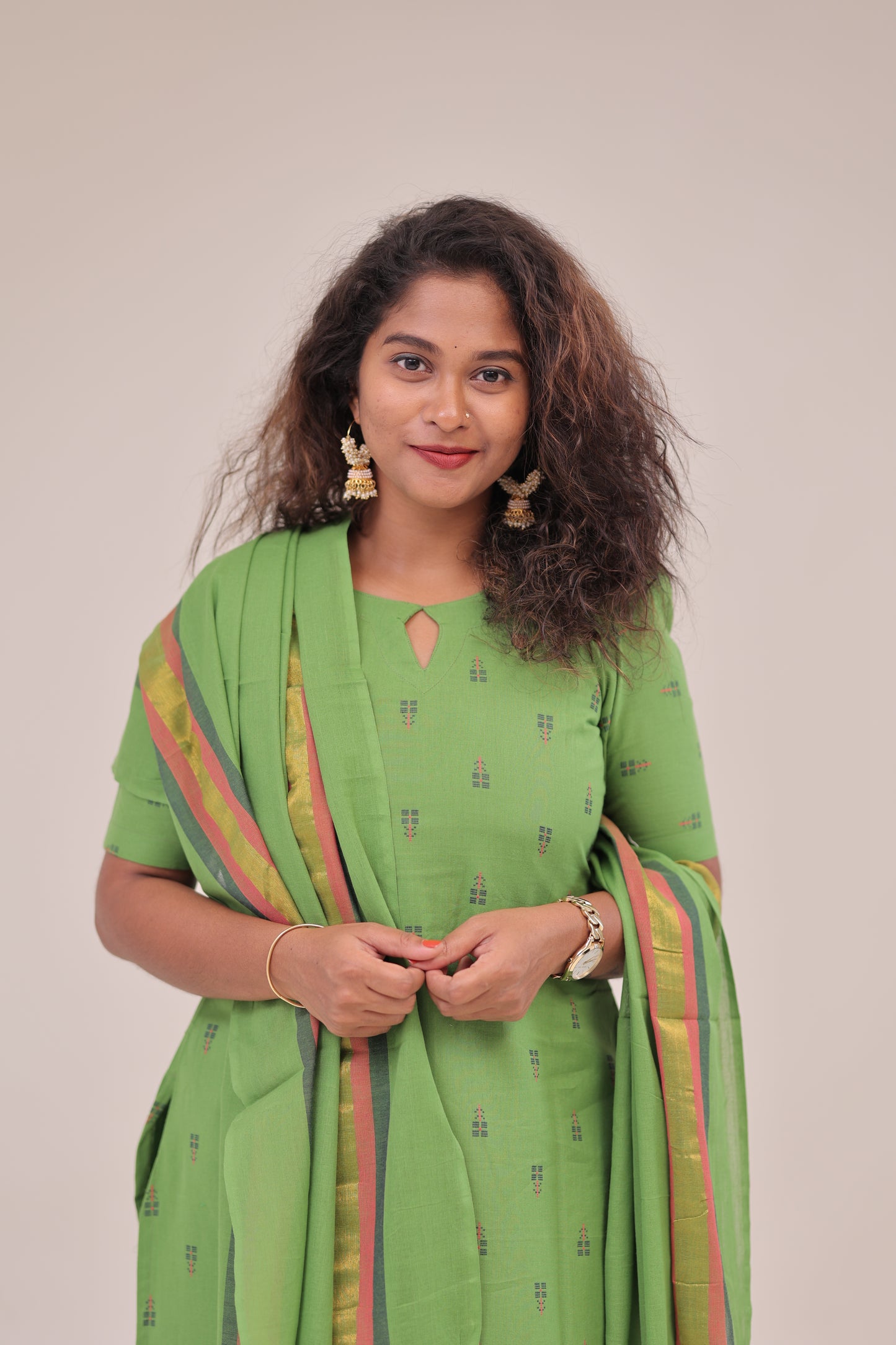 Poonguzhali-3 pc cotton sets - GREEN