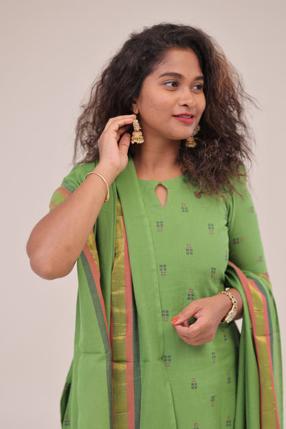 Poonguzhali-3 pc cotton sets - GREEN