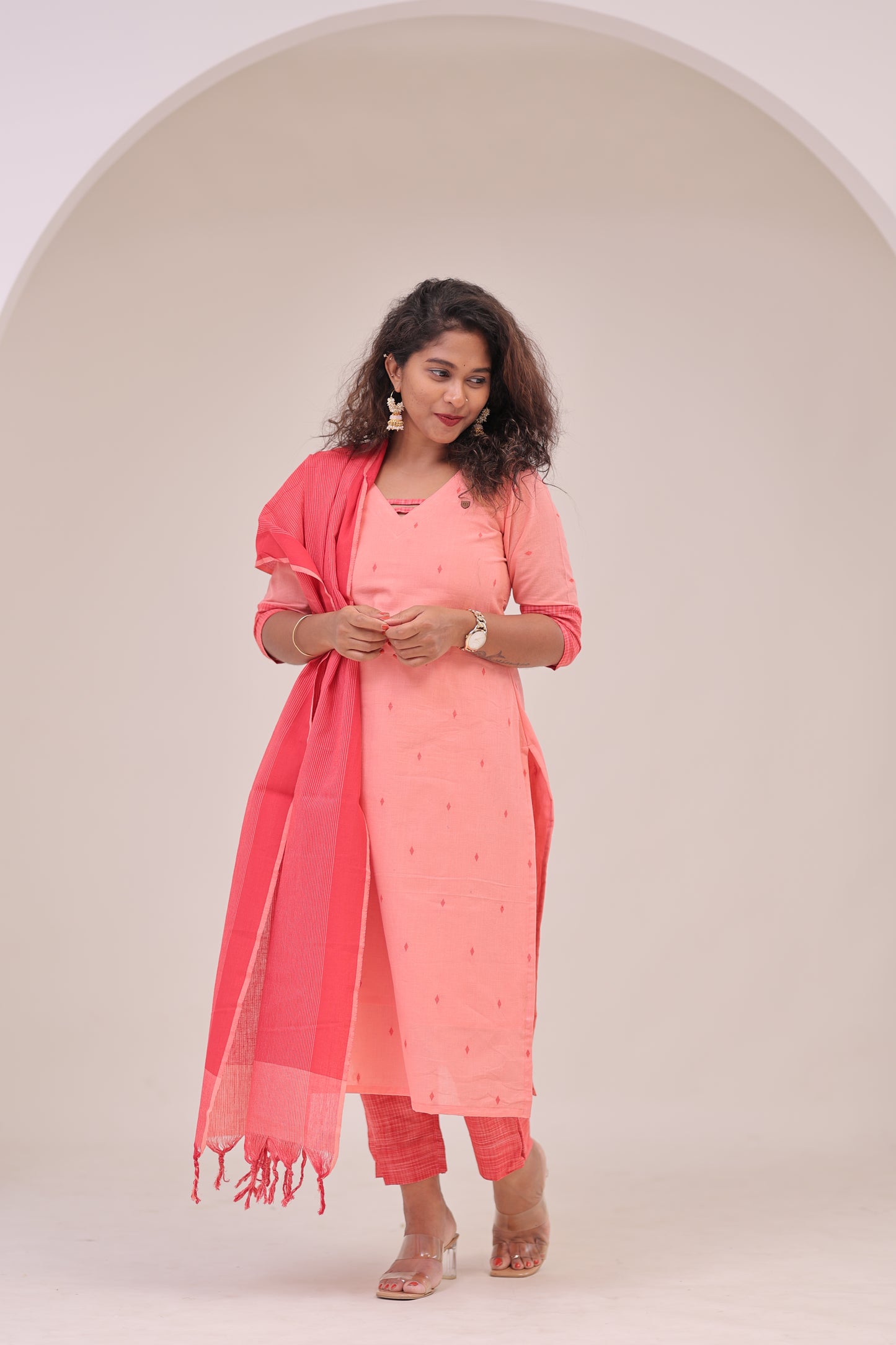 THURIGAI-cotton3pc- peach